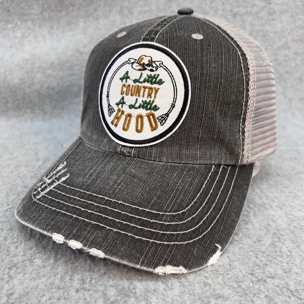 A Little Country A Little Hood Unisex Gray Unbranded Trucker Hat Distressed OSFM